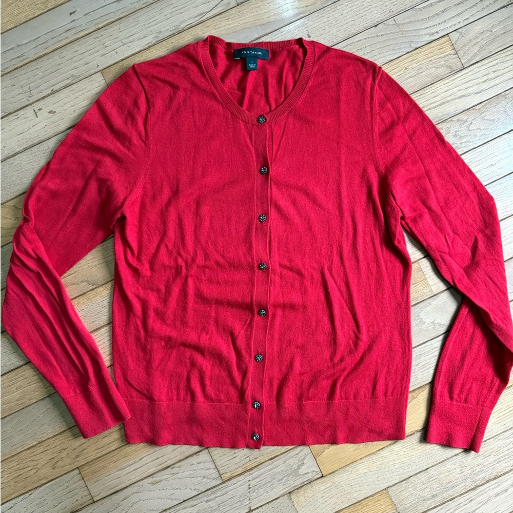 NWOT - Ann Taylor Women's Vibrant Red Cardigan Sweater
